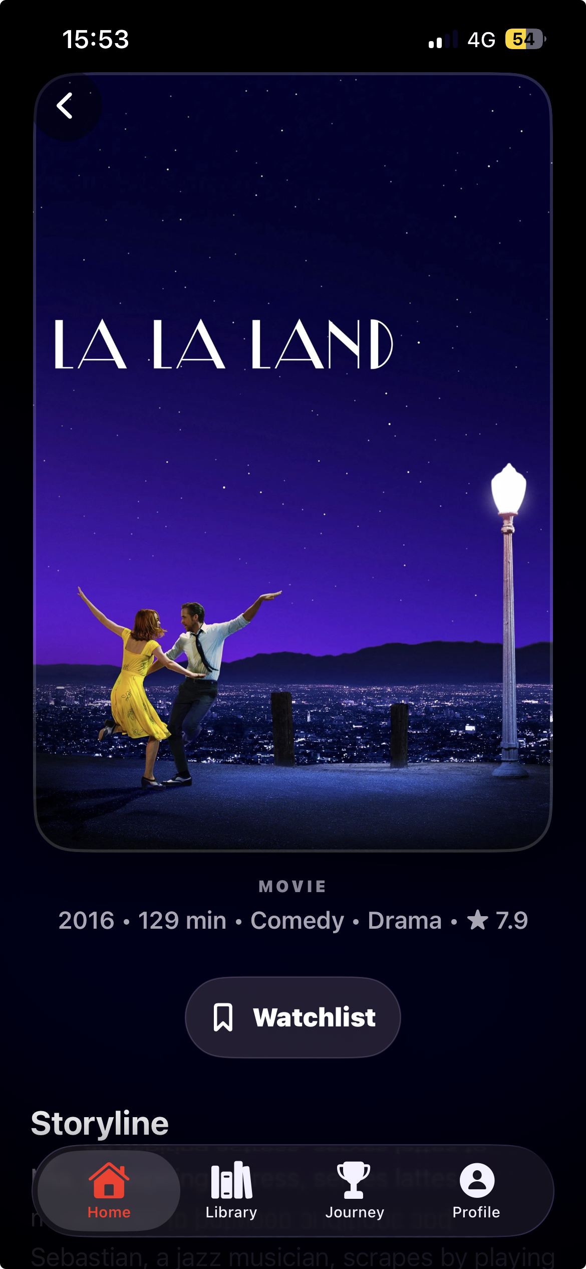 Episo movie detail screen showing La La Land